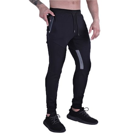 Herre Lår Mesh Fitness Jogger Bukser, Herre Casual Slim Fit Træning Bodybuilding Sweatpants med Lynlås Lomme sort XL