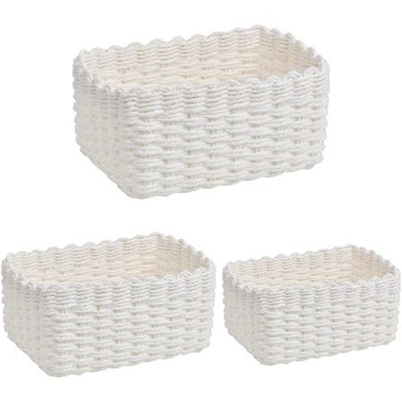 3 st förvaringskorgar, förvaringslåda, badrums handduks korg, bord