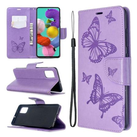 Butterfly Samsung Galaxy A51 etui – Lilla Purple