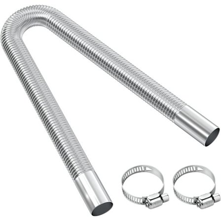 Udstødningsrør til parkeringsvarmer, 60 cm rustfrit stål udstødningsrør Biludstødningsrør med 2 rustfrie stål klemmer til dieselvarmer-FQ-