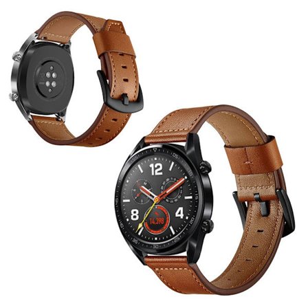 Huawei Watch GT / Watch 2 / Watch Magic klockarmband i äkta läder av hög kvalitet - Brun