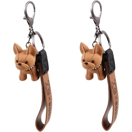 Bulldog Nyckelring - Söt Fransk Bulldog Nyckelring Set för Kvinnor Väska Hänge och Present till Hundälskare 2-pack