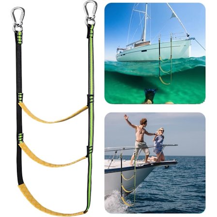 3-trinns båtrepstige, klatretau stige, bærbar tau stige forlengelse assistere ombordstigning sammenleggbar stige