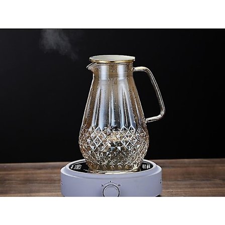 Stor Varmebestandig Glas Tekande Champagne Farve Kedel