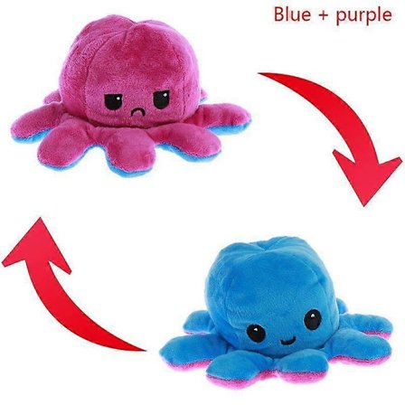 Blæksprutte Dukke Emotionel Ansigtsskift Dobbeltsidet Vendbar Plyslegetøjsdukke