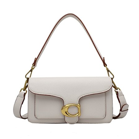 D-sydd axelremsväska Tabby med läderklädd kuddflik VIT