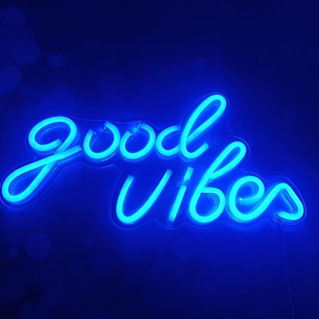 Blå Good Vibes Neonskylt Neonljus för Sovrum blå