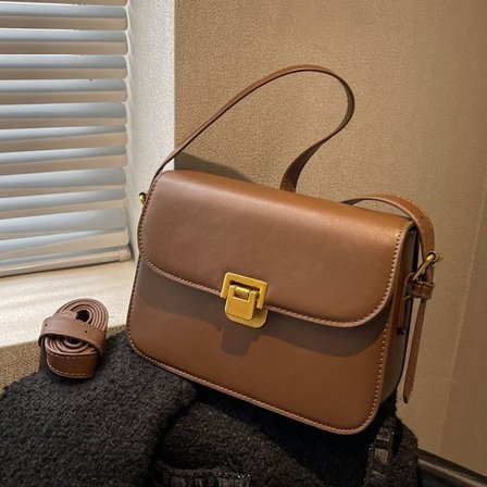 Damväska axelväska budväska preppy stil damer crossbody väska retro kuvert handväska designer portfölj, brun