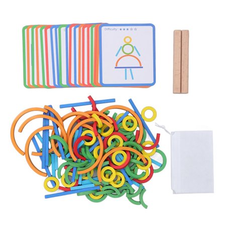 Sticks Rings Puslespil Legetøj Træ Sticks Rings Matchende Kreation Matchende Tidlig Læring Uddannelsesmæssige Legetøj til Drenge Piger