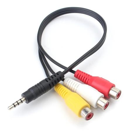 3,5 mm:n RCA-AV-videokaapeli, 3,5 mm:n uros - 3 RCA:n uros -liitin, stereoääni- ja videokaapeli