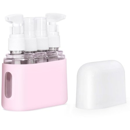 2 stk. 4-i-1 Reise Toalettartikler Flasker, Lekkasjesikkert Påfyllbart Reiseflaskesett med Etiketter og Eske, Kosmetikk, Væsker, Sjampobeholdere