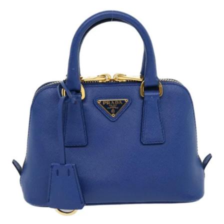 Prada Vintage, Pre-owned Leather Handbag Blauw, Dames, Maat:ONE Size,leer