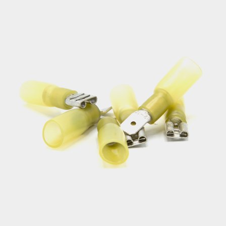 Plochý konektor s lepicí smršťovací bužírkou Oceanflex, vhodný pro kabel 4 - 6 mm², 100 ks, žlutý