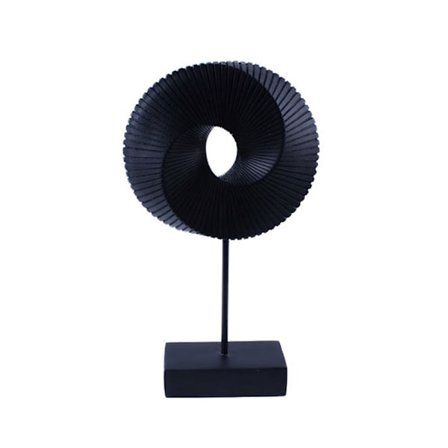 Sort dekorativ totem i polyresin, 22x8x38cm