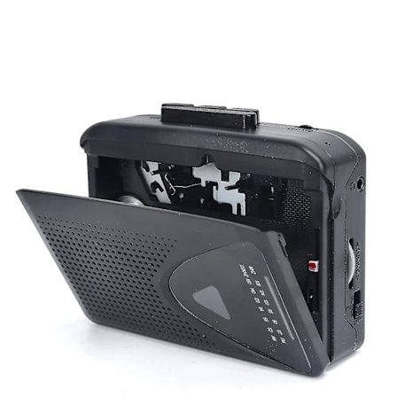 Walkman Kassettspelare Portabel Högtalare Flera Strömkällor AMFM Radio svart[CO]