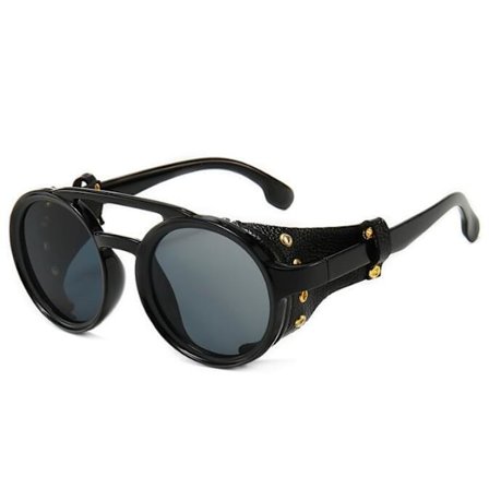 Retro runde steampunk solbriller for kvinner og menn