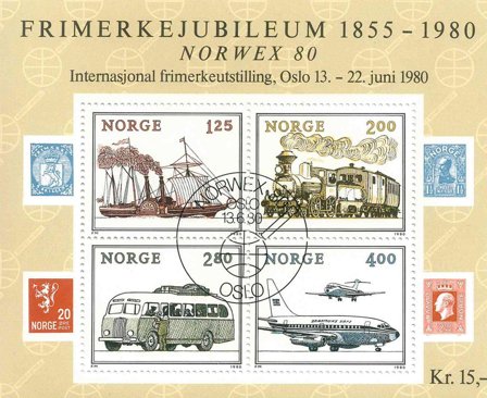 Norge - AFA 828 - Stemplet miniark