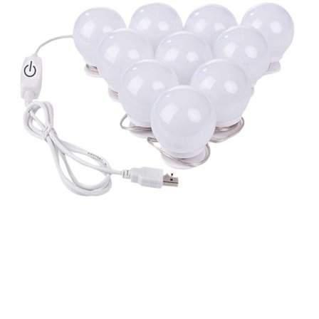 Spejlbelysningssæt, LED Smykke Makeup Lampe 10 Lamper Dæmpbar Selvklæbende Spejl USB til Makeupværelse, Badeværelse, Soveværelse - Perfekt