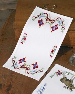 Broderikit Löpare Norges flagga