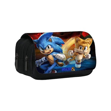 Sonic The Hedgehog Double Zip Pencil Case Pen Bag Student Kids School Stationery Bag