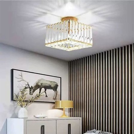 23cm Loftlampe LED Krystal Gange Entré Kvadrat Moderne