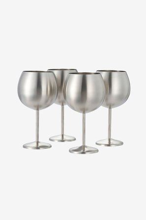 Oak & Steel - Gin-glas mat 4-pak - Sølvfarvet - Drinksglas & shotglas - Fra Homeroom
