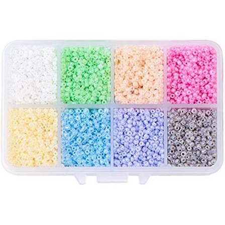 12500 stk. 12/0 Flerfargede Perler Glassfrøperler 8 Farger Runde Pony Perler Mini Avstandsperler Tsjekkiske Perler Diameter 2mm for Smykkefremstilling
