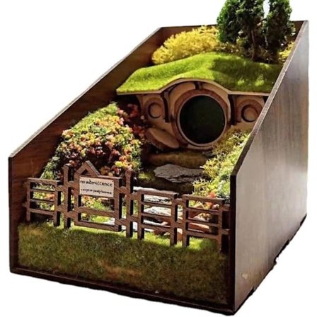 Paris_Bokhylle formet som en dverggrotte, bokstøtte formet som en dverggrotte, bokhylle formet som en gate