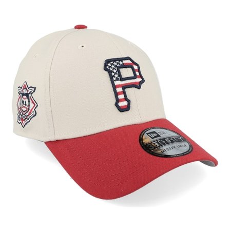 New Era - MLB Beige flexfit Czapka Z Daszkiem - Pittsburgh Pirates Mlb24 July4 39THIRTY Stone/Red Flexfit @ Hatstore
