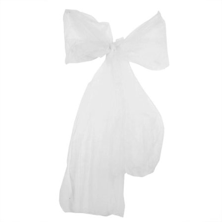 5M*1.36M Bord Stol Tynd Organza Swag Stof Sløjfe DIY Bryllupslokale Fest Dekoration Hvid