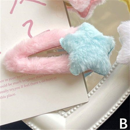 Kvinnor Plysch Star Girls Side Bangs Clip Ornament Hårklämmor Barr