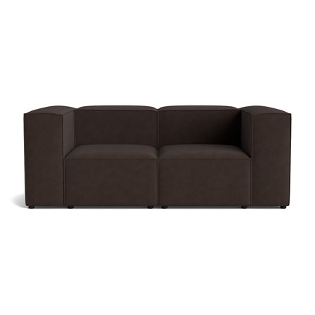 Luksus Lissabon 2 personers sofa - Rebel Mørkebrun - Kvalitetsstof & Ramme af Krydsfiner - 200x100x72cm - Sofa, 2 personers sofa