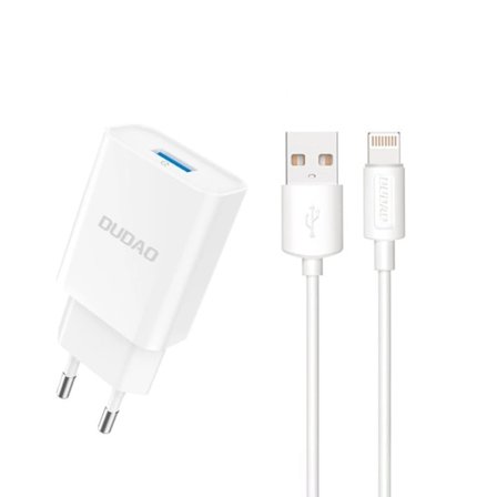 Dudao Väggladdare USB-A Med Lightning Kabel - Vit