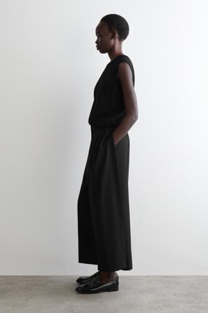 COS Women's Pleated Merino Wool Blend Culottes in Black