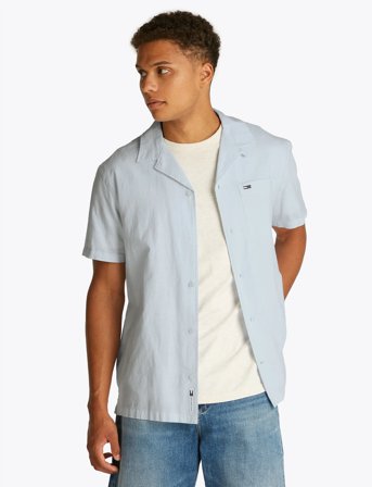 Tommy Jeans Tjm Linen Blend Camp Ss Ext - Blue - M