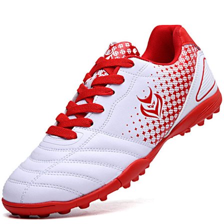 Tonåring unisex fotbollsskor Spikes Skor Friidrott Sneakers White Red 35