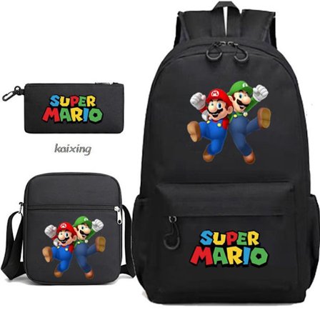 Super Mario 3 st/set Barnryggsäck Pojkar Skolväska Tillbaka till Skolan Present