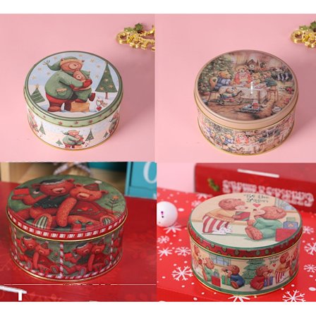 4-pak jule dåsekasse slik cookie opbevaringsboks cookie boks (blandet) (13.60X13.60X6.80CM, multi-farve)