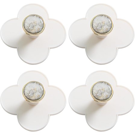 4 st självhäftande krokar i blomform, mångsidiga krokar, superklibbiga krokar, badrumstornkrokar (vita)