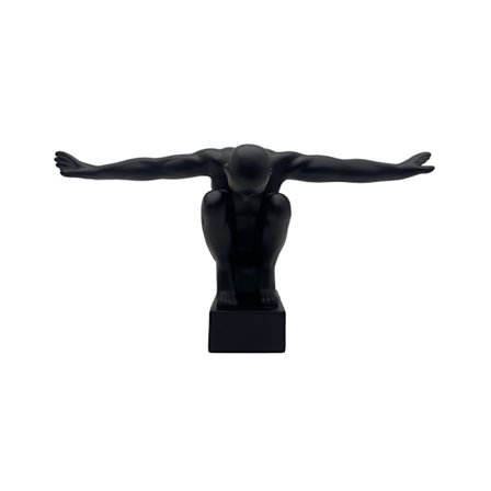 Dekorativ figur i sort polyresin, 17,3x13,3x33,4 cm