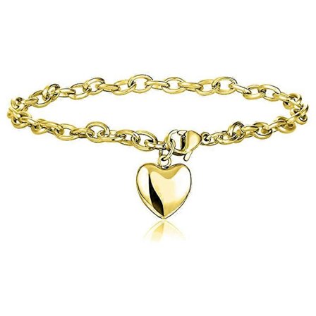 Jstyle Smykker Hjerte-sjarmarmbånd i rustfritt stål lenkearmbånd bursdagsgaver for kvinner smykker