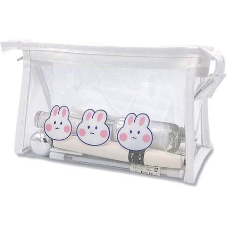 Genomskinlig Vattentät Pennfodral Kosmetikaväska Organizer med Dragkedja, Transparent >-1