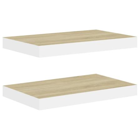 Vidaxl Svävande Vägghyllor 2 St Ek Och Vit 50x23x3,8 Cm Mdf Brun