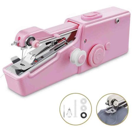 Håndsymaskine, trådløs håndsymaskine, hurtig sting til stof tøj, børnetøj, kæledyrstøj, pink
