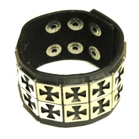 Læderarmbånd med malteserkors Silver