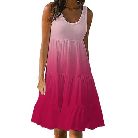 Sommar Damklänning Holiday Gradient Print Ärmlös Party Beac