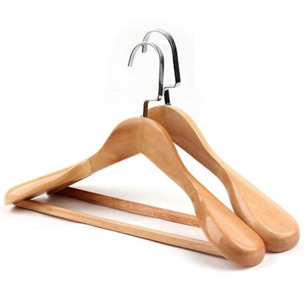 Luksuriøse Naturlige Træbøjler Kostumebøjler i Træ til Jakke Skjorte Glansfulde med Ekstra Brede Skuldre Drejelige Kroge Skridsikker Stang