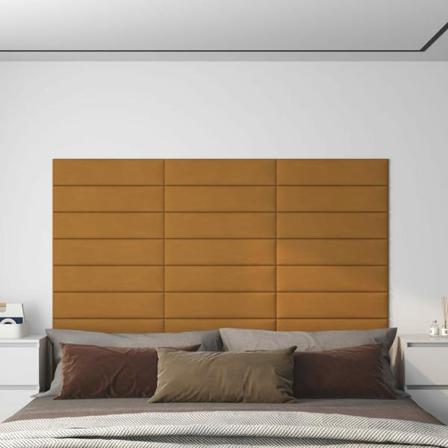 Vidaxl Väggpaneler 12 St Brun 60x15 Cm Sammet 1,08 M² Brun