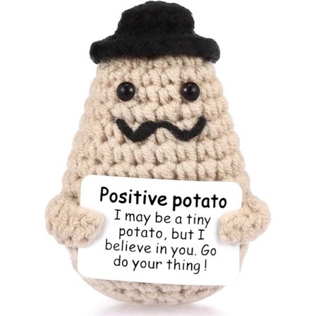 Positiv Potatis, 3 tum Mini Rolig Stickad Ull Potatis Leksak med P