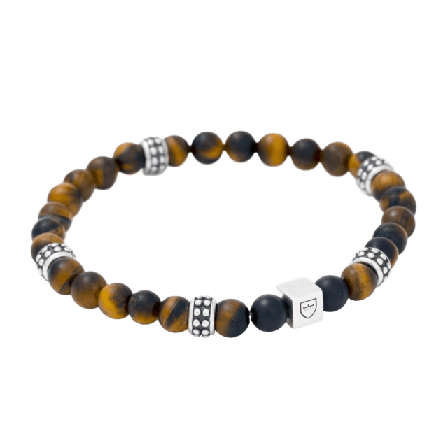 by BILLGREN Silver/beadsarmband | tigeröga/onyx | Nobel Accessoarer Herr Flerfärgad 19 cm